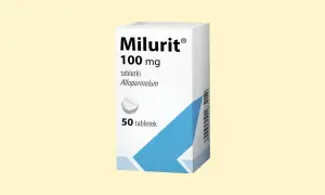 Milurit 100 mg, tabletki z allopurinolem, 50 sztuk. Stosowany w leczeniu dny moczanowej i hiperurykemii.