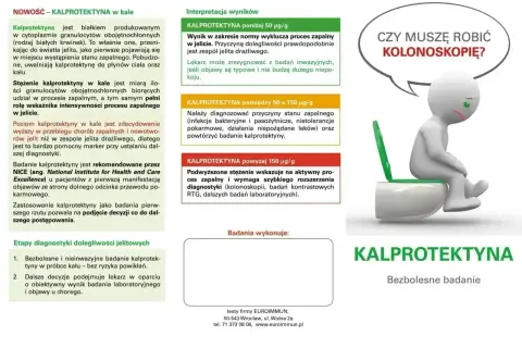 Badanie kału na kalprotektynę. Wyniki interpretowane w kontekście zapalenia jelit, kolonoskopii i zespołu jelita drażliwego.