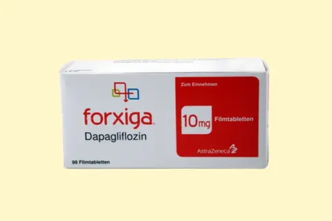 Opakowanie leku Forxiga 10mg z dapaglifloziną, stosowanego w leczeniu cukrzycy typu 2.