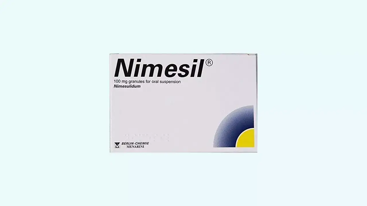 Opakowanie leku Nimesil, zawierające 100 mg granulatu do sporządzania zawiesiny doustnej.