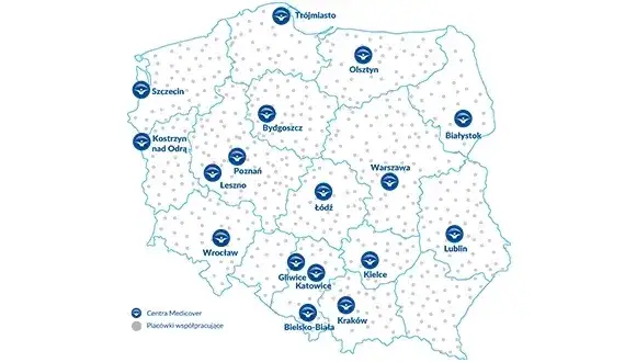 Mapa placówek medycznych Polska