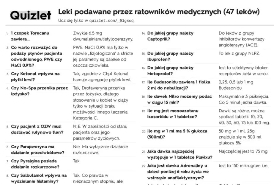 leki podawane przez ratownika medycznego