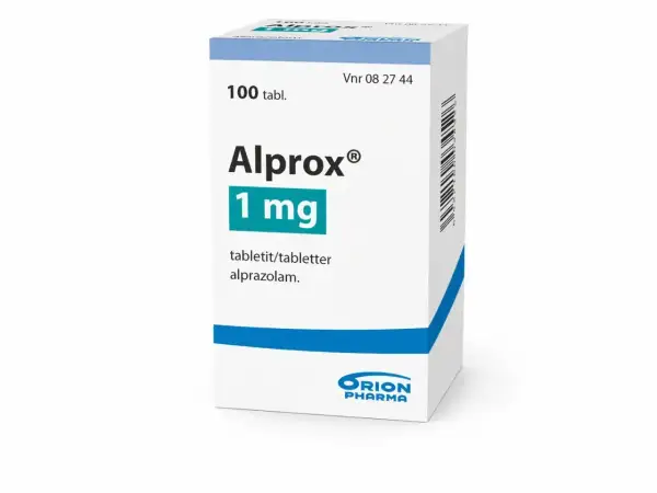 Opakowanie leku Alprox 1 mg, zawierające 100 tabletek z alprazolamem. Pomaga w stanach lękowych, gdy potrzebny jest spokój.