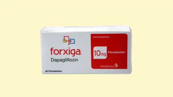 Opakowanie leku Forxiga 10mg z dapaglifloziną, stosowanego w leczeniu cukrzycy typu 2.